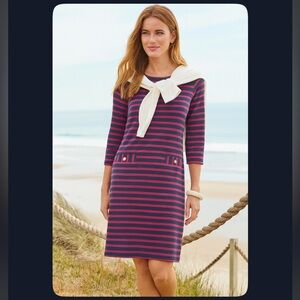Talbots Nautical Striped Pullover Dress Women Size Small
